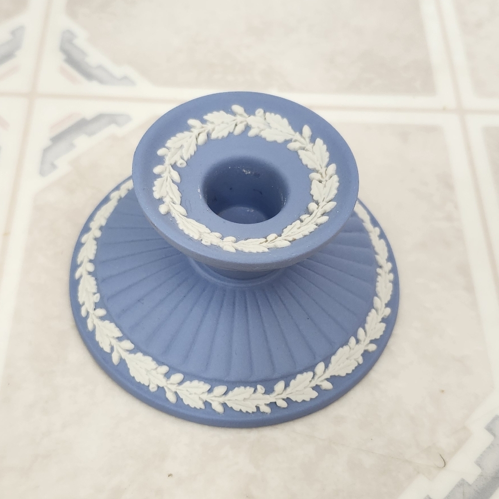 Wedgwood Holly Blue and White Candle Holder